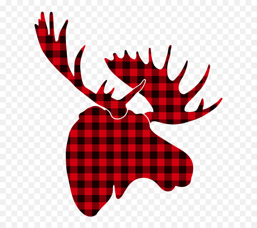 Moose Buffalo Plaid Red Deer - Buffalo Plaid Moose Head Png,Moose Silhouette Png