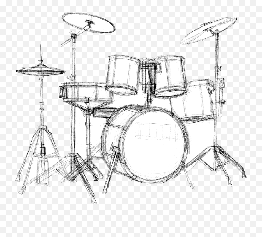 Drums Step 6 - Drawing Ideas Musical Instruments Png,Drum Set Transparent Background