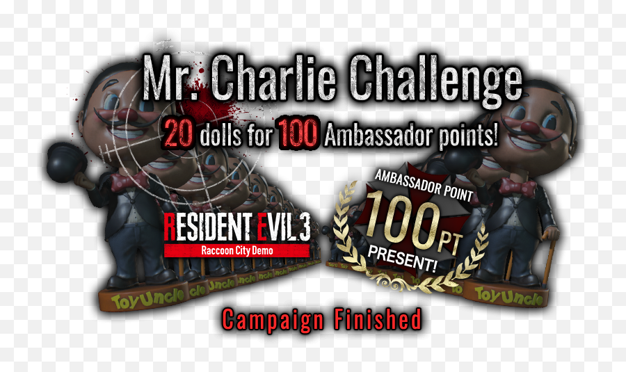 Mr Charlie Challenge 20 Dolls For 100 Ambassador Points - Fictional Character Png,Resident Evil Png