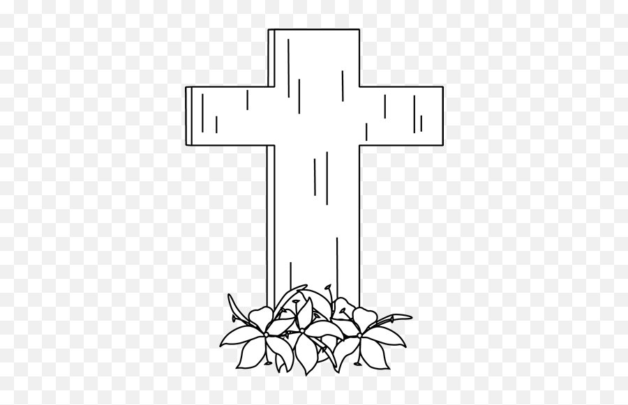 White Easter Cross And Lilies Clip Art - Christian Cross Png,Cross Clipart Black And White Png