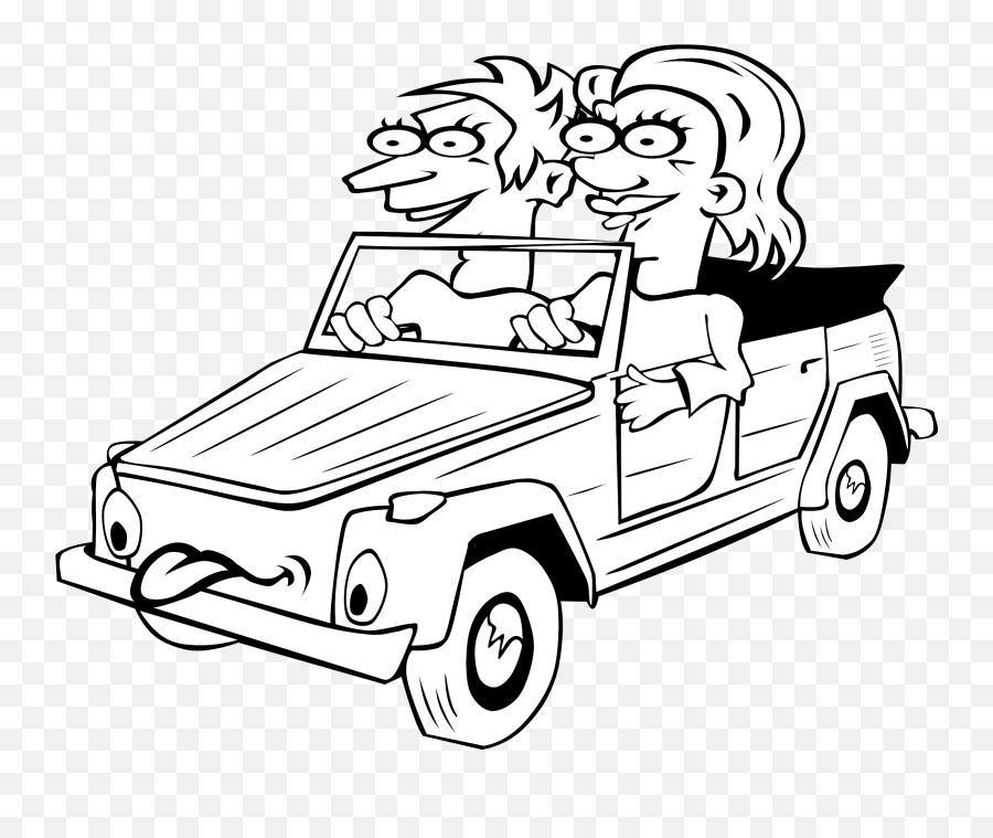 1950s Car Drawing - Car With People Drawing Clipart Full Car Drawing With People Png,Car Drawing Png
