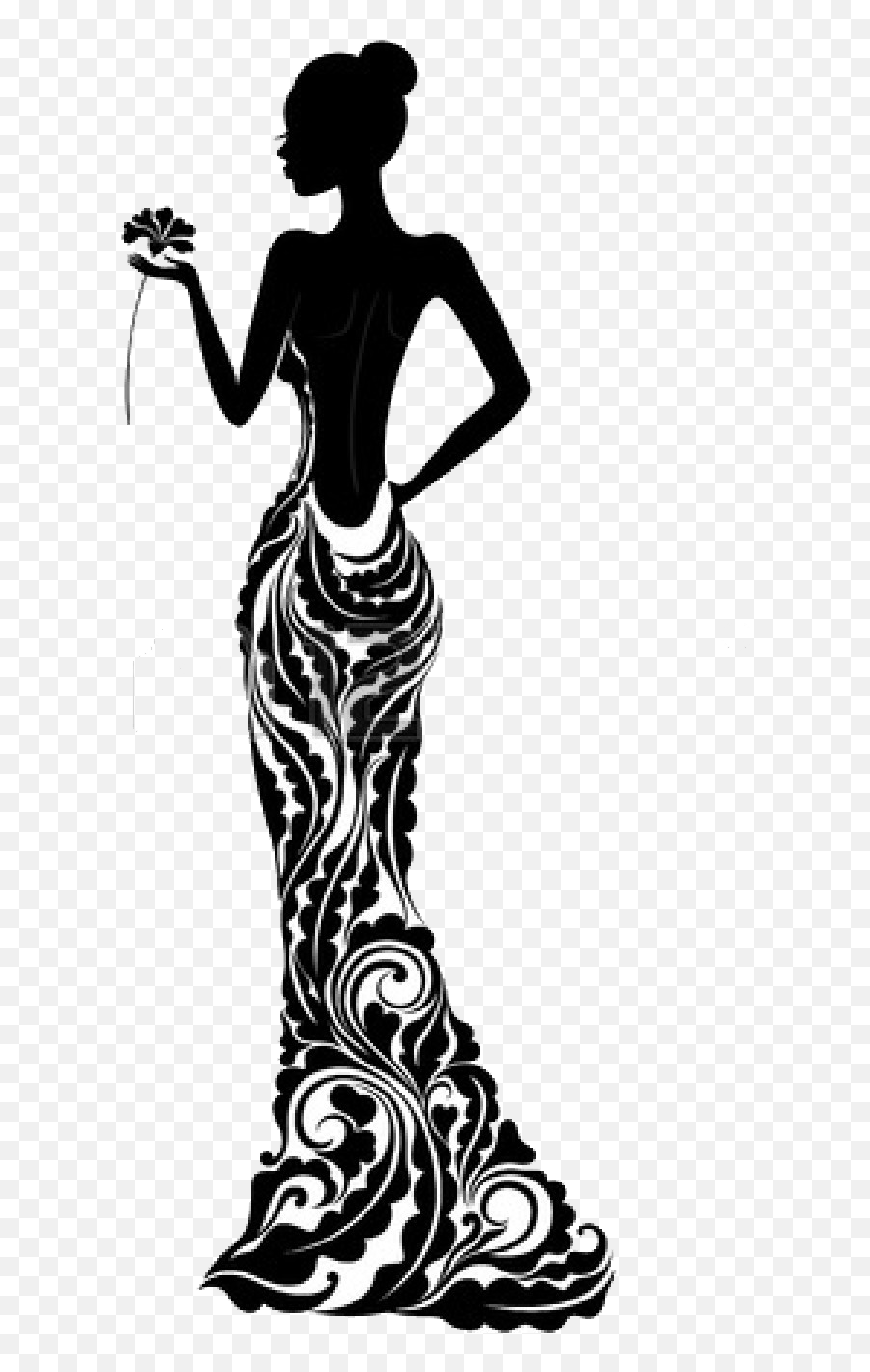 Dress Silhouette Fashion Stock - Black Woman Silhouette Drawing Png