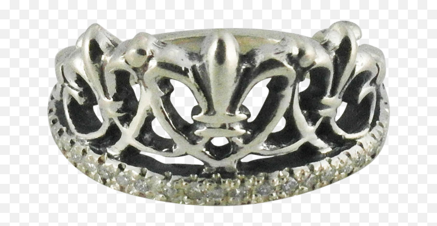 Regal Fleur De Lis Queenu0027s Crown Ring With White Stones - Tiara Png,Queens Crown Png