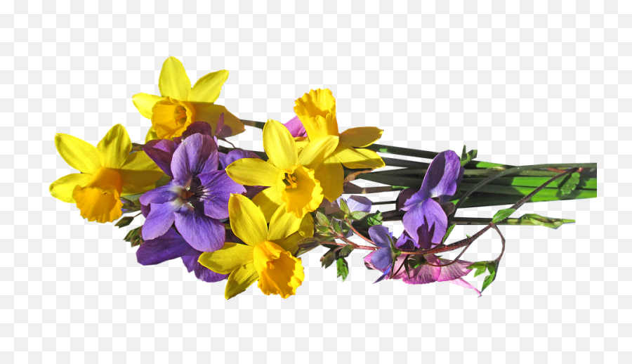 Flower Bunch Spring - Yellow Purple Flowers Png Spring Bunch Of Flowers,Spring Flowers Png