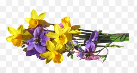 Flower Bunch Spring - Yellow Purple Flowers Png Of
