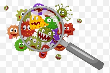 Magnifying Glass And Virus Clipart - Bacteria Cartoon png