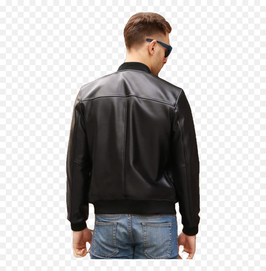 Classic Bomber Leather Jacket - Long Sleeve Png,Icon Denim Motorcycle Jacket
