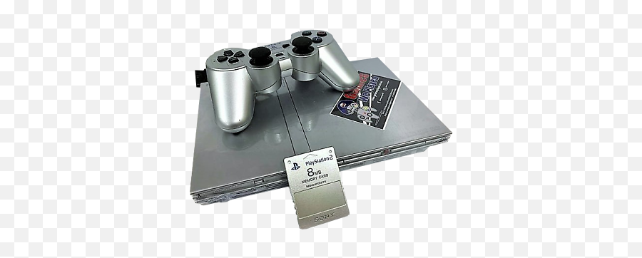 Silver Playstation 2 Slim Ps2 Console Dual Shock Controller Pal Ebay - Ps2 Slim Silver Png,Ps2 Controller Icon