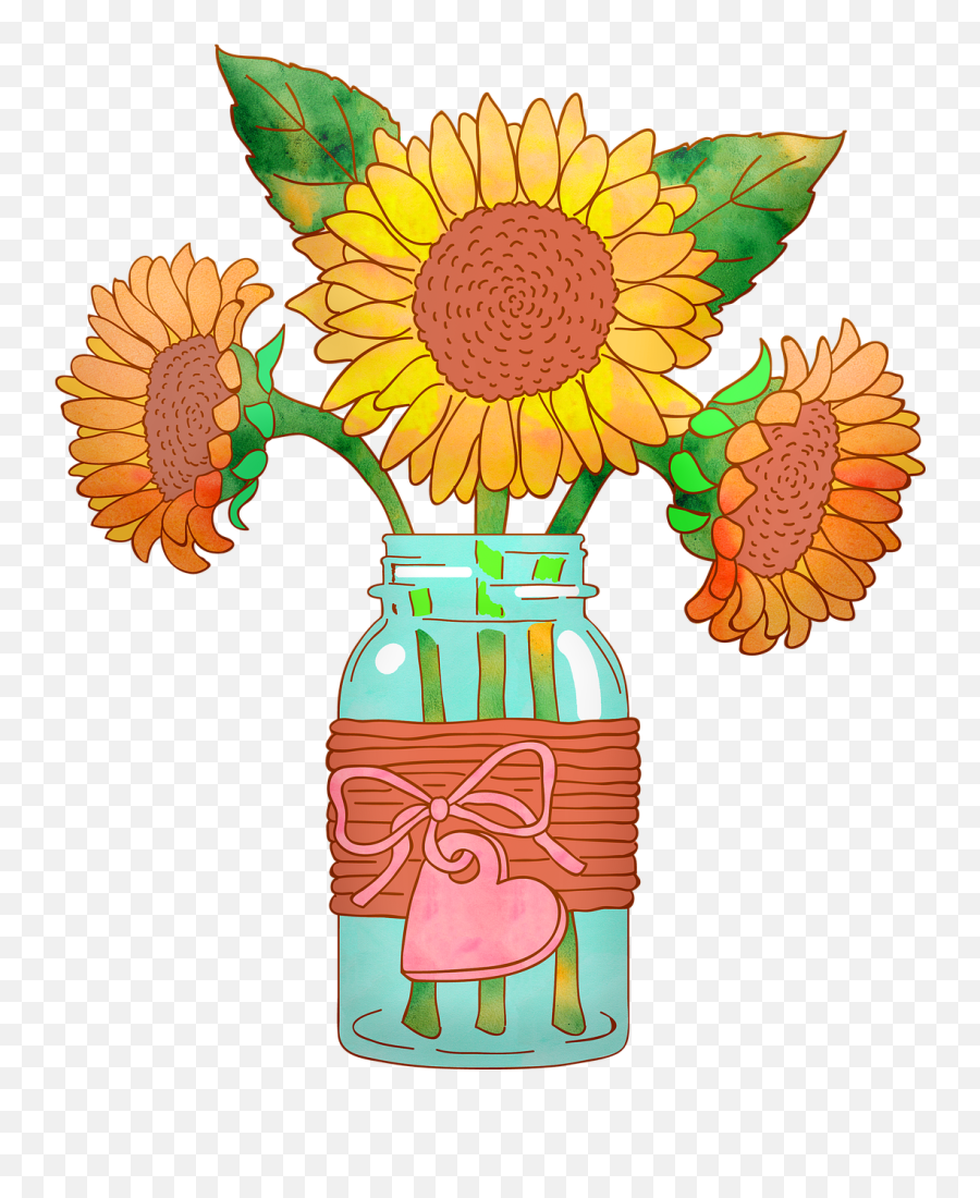 Watercolor Sunflowers In Vase - Significado Do Nome Jamily Png,Watercolor Sunflower Png