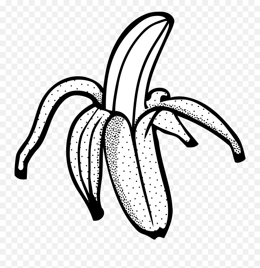 Banana Line Art Png Transparent - Banana Clip Art Black And White,Banana Transparent