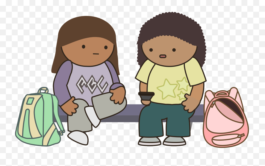 Schoolkids Waiting For The Bus Clipart Free Download - Kids Waiting Clipart Png,Bus Clipart Png