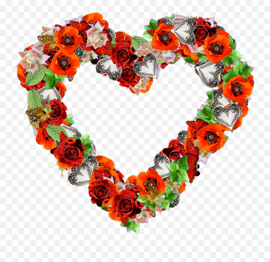 Png Hd Hearts And Flowers Transparent - Heart Flowers Png,Rose Flower Png