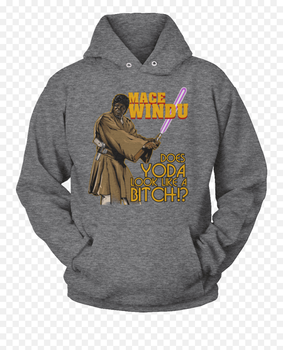 Mace Windu - Pulp Fiction Does He Look Like A Btch Funny Moose Pullover Hoodie Png,Mace Windu Png