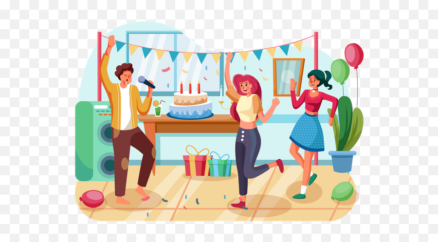 Birthday Party Illustration - Birthday Party Illustration Png,Pool Party Zac Icon