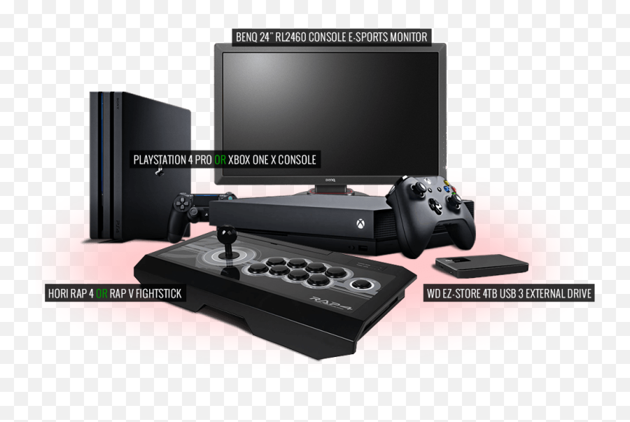 Win Ps4 Pro Or Xbox One X Gaming Monitor Hdd Fightstick - Video Game Console Png,Xbox One X Png