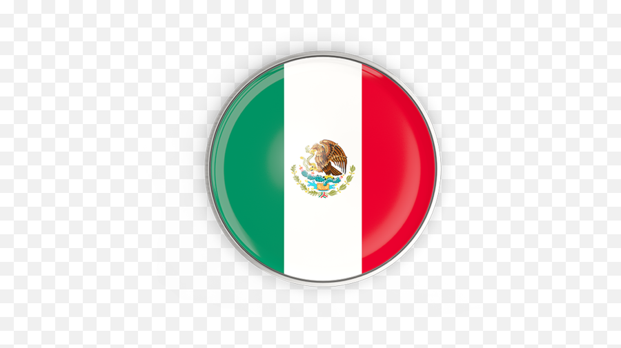 Round Button With Metal Frame Illustration Of Flag Mexico - Circle Mexico Flag Png,Metal Frame Png