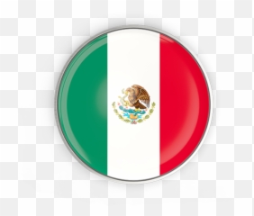 Round Button With Metal Frame Illustration Of Flag Mexico - Circle Flag Png