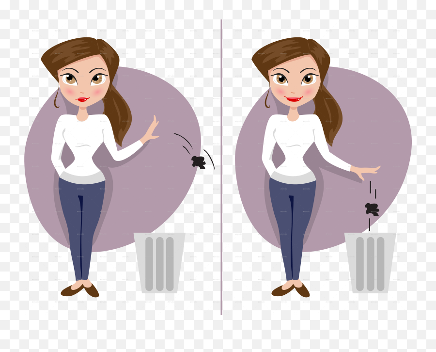 Garbage - Throwing Away Trash Animated Full Size Girl Throwing Garbage Cartoon Png,Garbage Png
