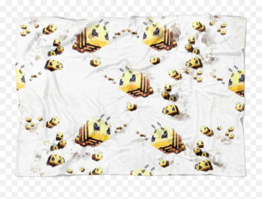 Minecraft Feece Blanket Bees Mix Art White - Bed Sheet Png,Minecraft Bed Png
