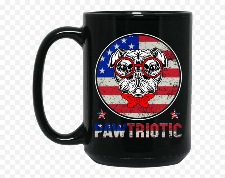 Pawtriotic 4th Of July Happy Black Mug Png