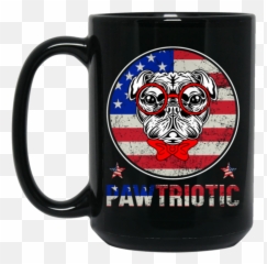 Pawtriotic 4th Of July Happy Black Mug Png
