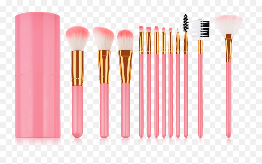 Download Hd Glowii 12pcs Pink Makeup - Pink Makeup Brushes Png,Brushes Png