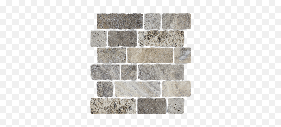 Claros Silver Broken Brick Travertine - Claros Silver Broken Brick Travertine Wall And Floor Tile 12 X 12 In Png,Broken Brick Wall Png