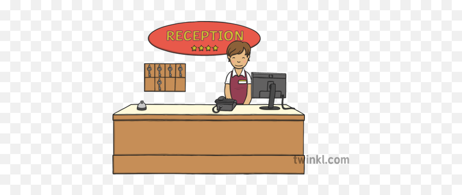 Receptionist Behind Desk Illustration - Office Equipment Png,Receptionist Png