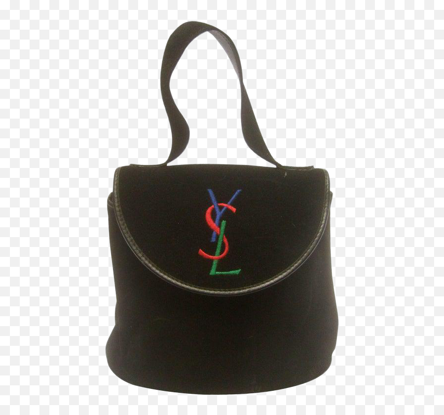 Yves Saint Laurent Chic Black Suede Ysl Embroidered Handbag C 1990s - Shoulder Bag Png,Ysl Logo Png