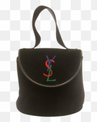 Yves Saint Laurent Chic Black Suede Ysl Embroidered Handbag 1990s - Shoulder Bag png