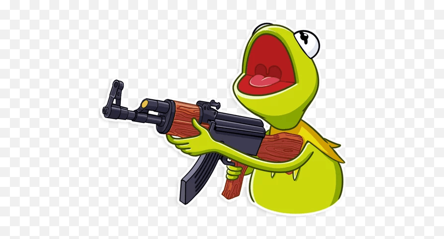 Kermit The Frog - Telegram Sticker Kermit The Frog With Gun Png,Kermit Transparent