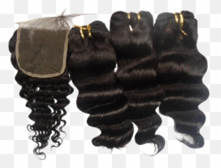 Brazilian Human Hair 44 Closure 3pcs Bundles Deep Wave Weave - Select Set Wig Png,Wave Hair Png