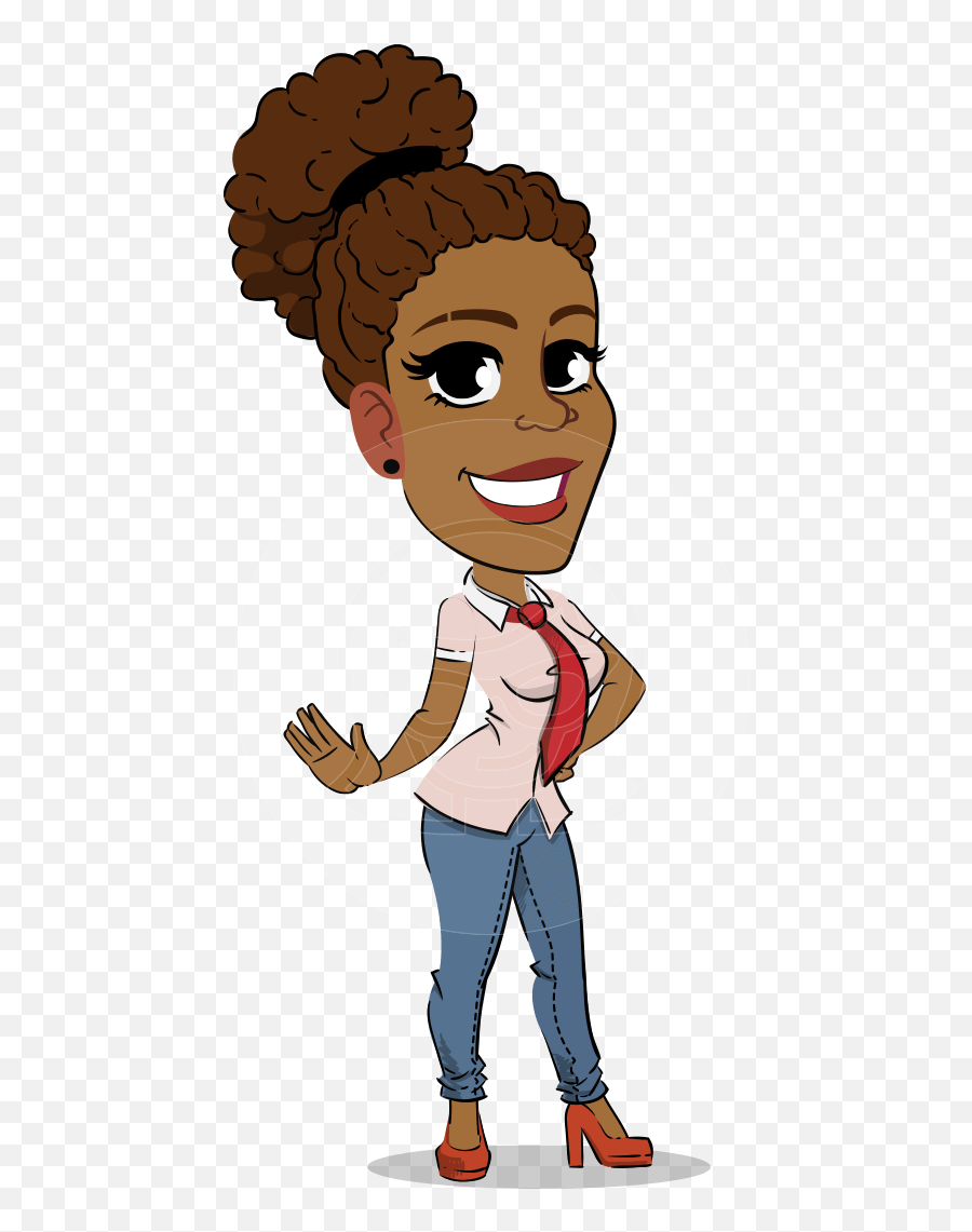 Flat Cartoon African American Girl - African American Girl Animated Characters Png,American Girl Png