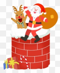Santa Claus Christmas Chimney Png - Cartoon,Santa Clipart Png
