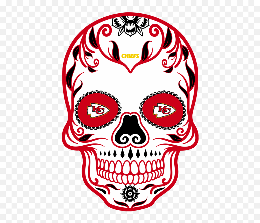 Kansas City Chiefs Svg Skull Sport Nfl Cut Files Silhouette Download Instant - Black And White Sugar Skull Png,Skull Silhouette Png