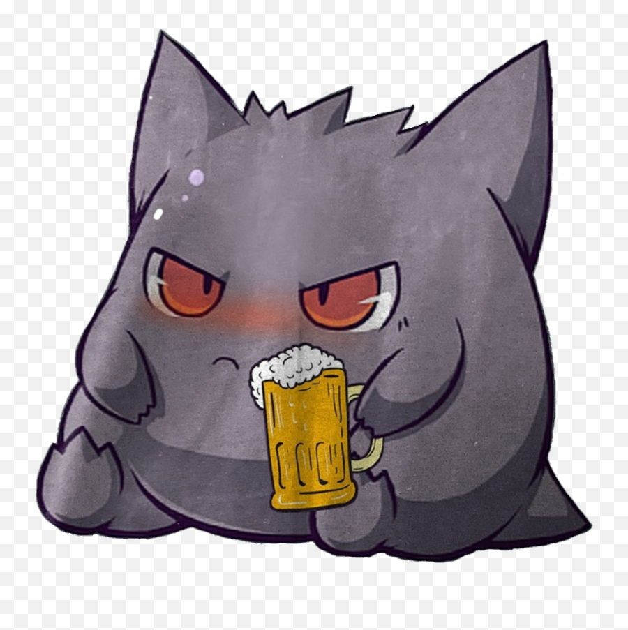 Grumpy Gengar With Beer - Album On Imgur Cute Gengar Png,Gengar Transparent