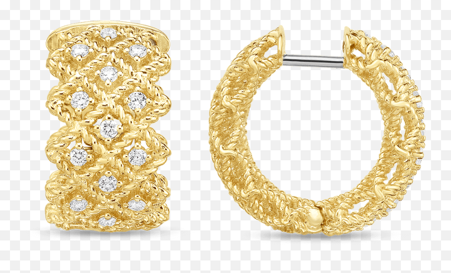 New Barocco 3 Row Hoop Earrings - Roberto Coin Earring Png,Hoop Earrings Png