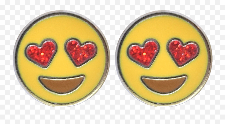 Download Heart Eyes Emoji Earrings - Lapel Pin Full Size Smiley Png,Heart Eyes Emoji Transparent