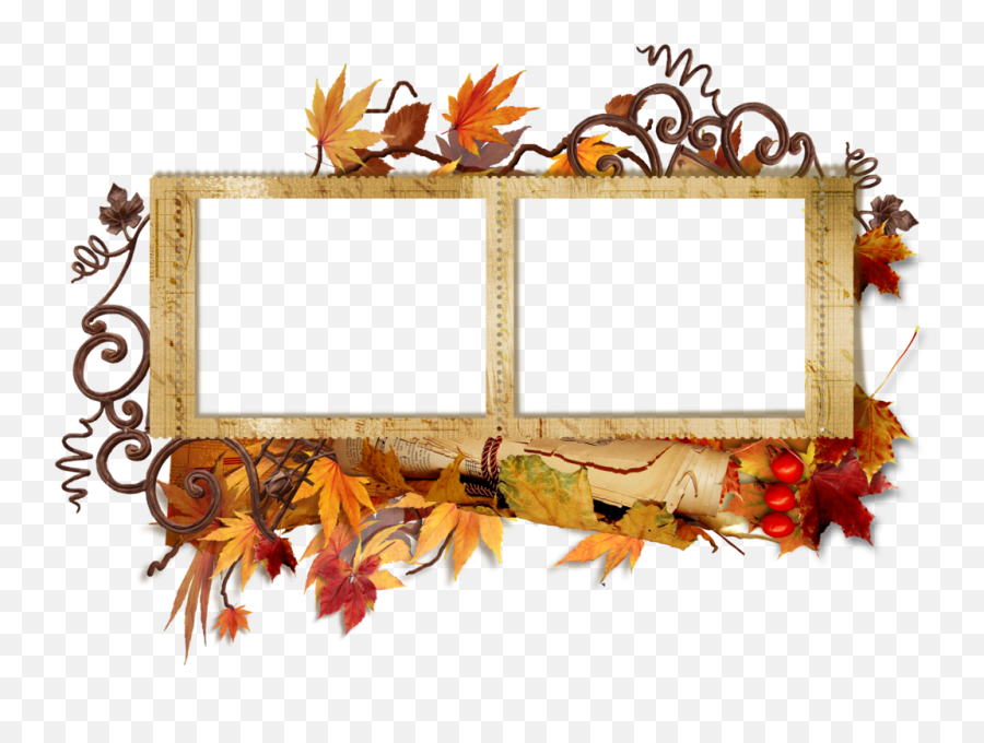 Double Transparent Autumn Frame Quadro Png Molduras Quadros - Transparent Thanksgiving Frame,Fall Border Transparent