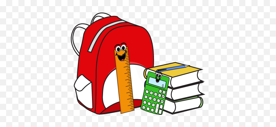 Backpack Books Cartoon Ruler And Calculator Http - Material Escolar Desenho Png,Ruler Clipart Png
