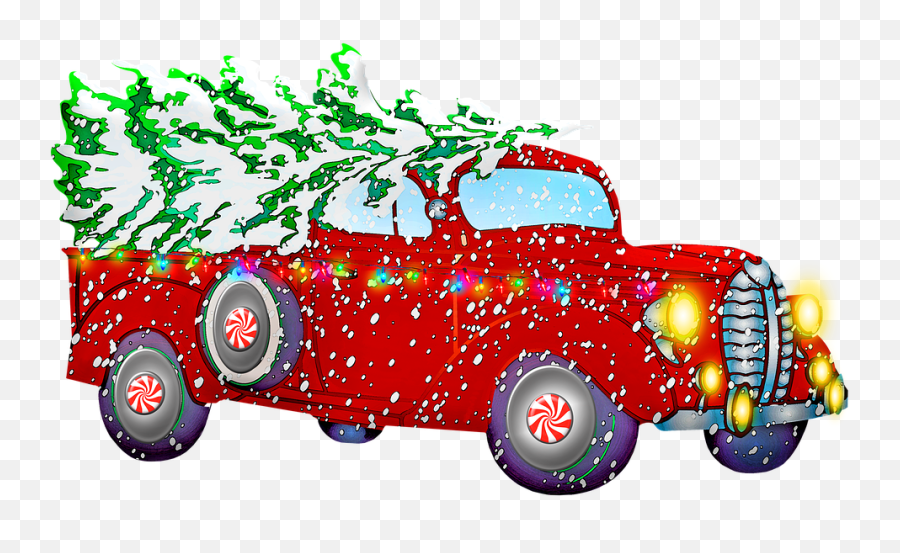 Christmas Retro Car Santa Claus - Free Image On Pixabay Christmas Car Png,Santa Transparent