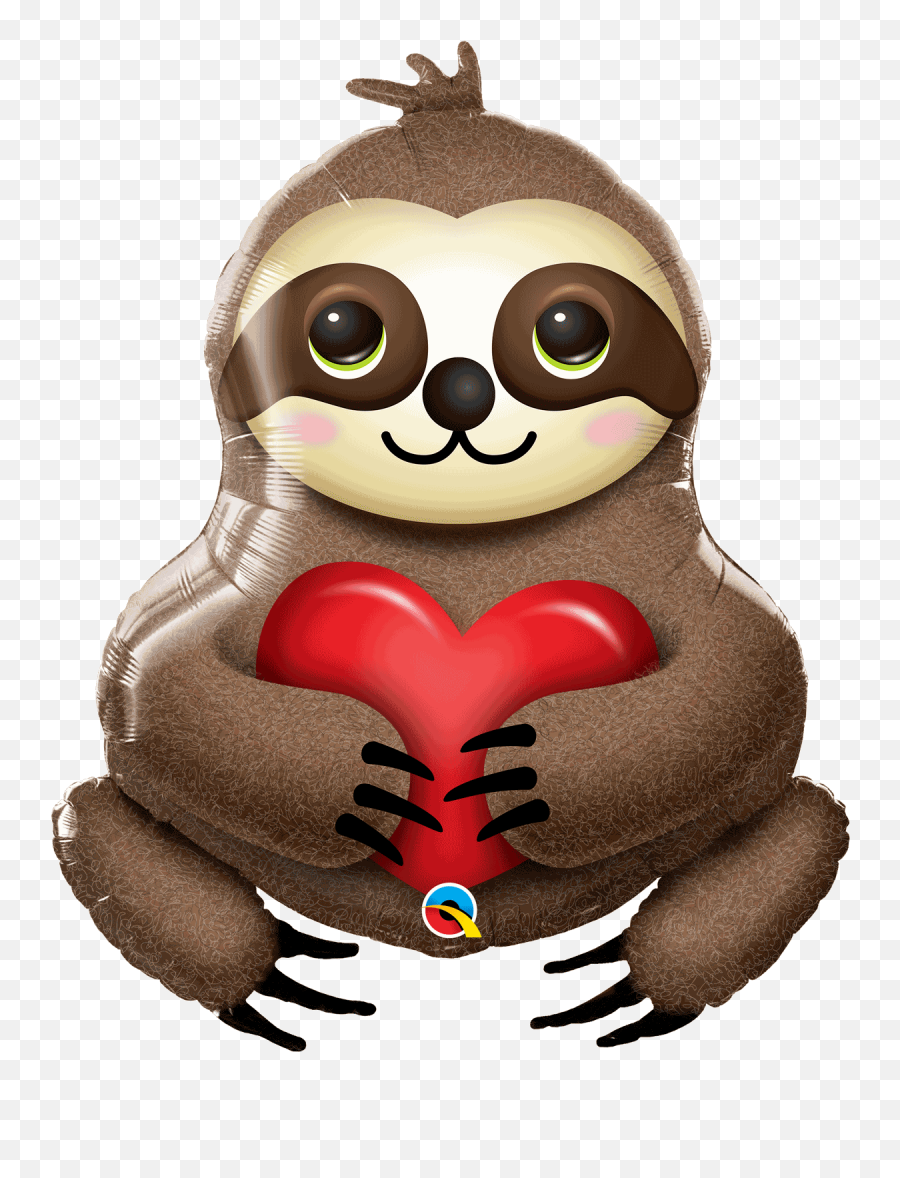 Sloth With Red Love Heart 39 Inch 99 Cm Supershape Foil Balloon Q98701 - Sloth Balloon Png,Sloth Transparent