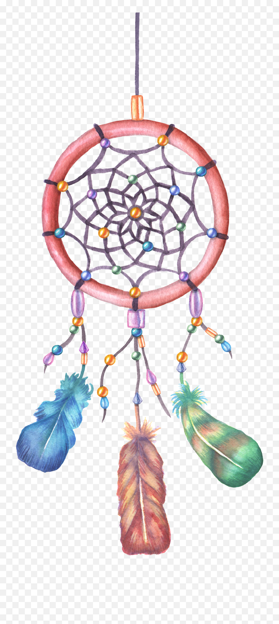 Download Dreamcatcher Illustration Watercolor Painting Red Png