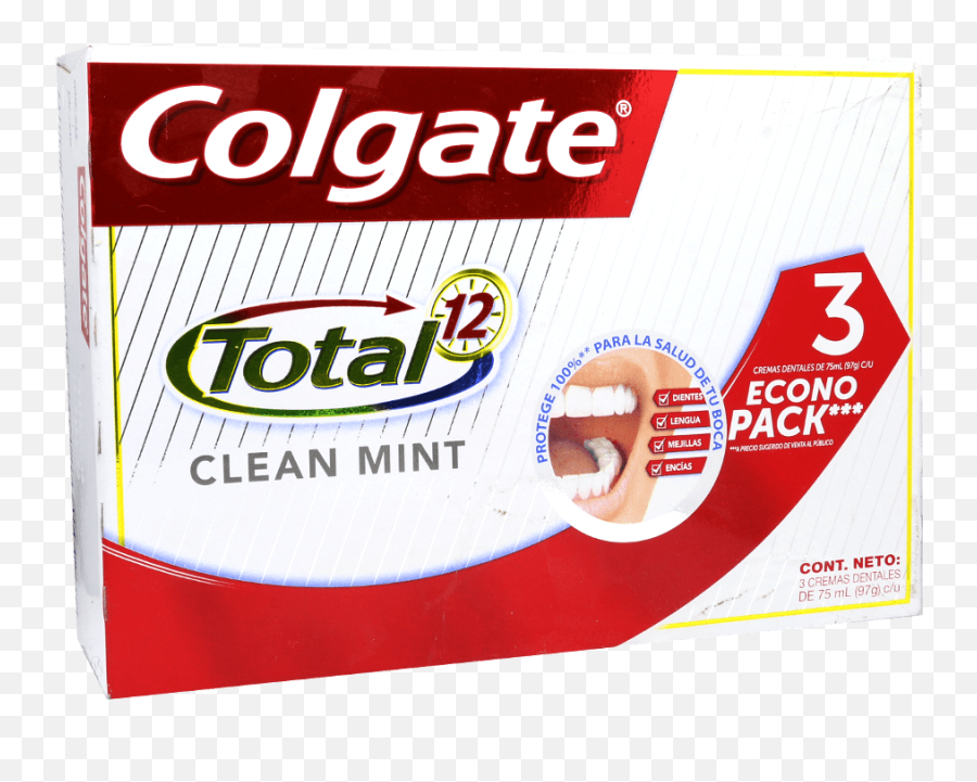 Colgate Crema Dental Total 12 Clean Mint X 3 Unidades - Product Label Png,Colgate Palmolive Logotipo