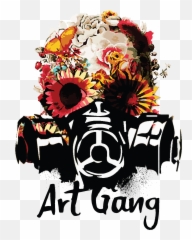 Art Gang U2014 - Skull With Flowers png