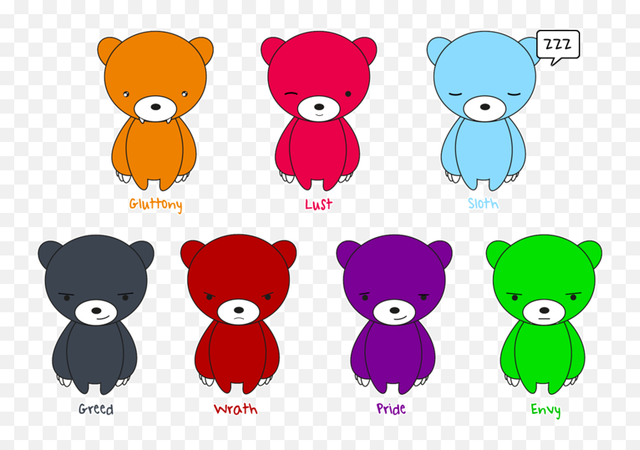 Download The Seven Cute Sinful Bears By Coconut - Giant Seven Teddy Bears Clipart Png,Cute Panda Png