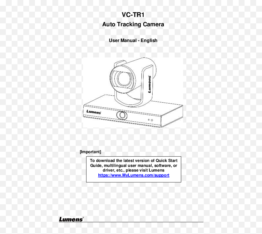 Lumens Vc - Tr1 Auto Tracking Camera User Manual Manuals Output Device Png,Icon Tr1