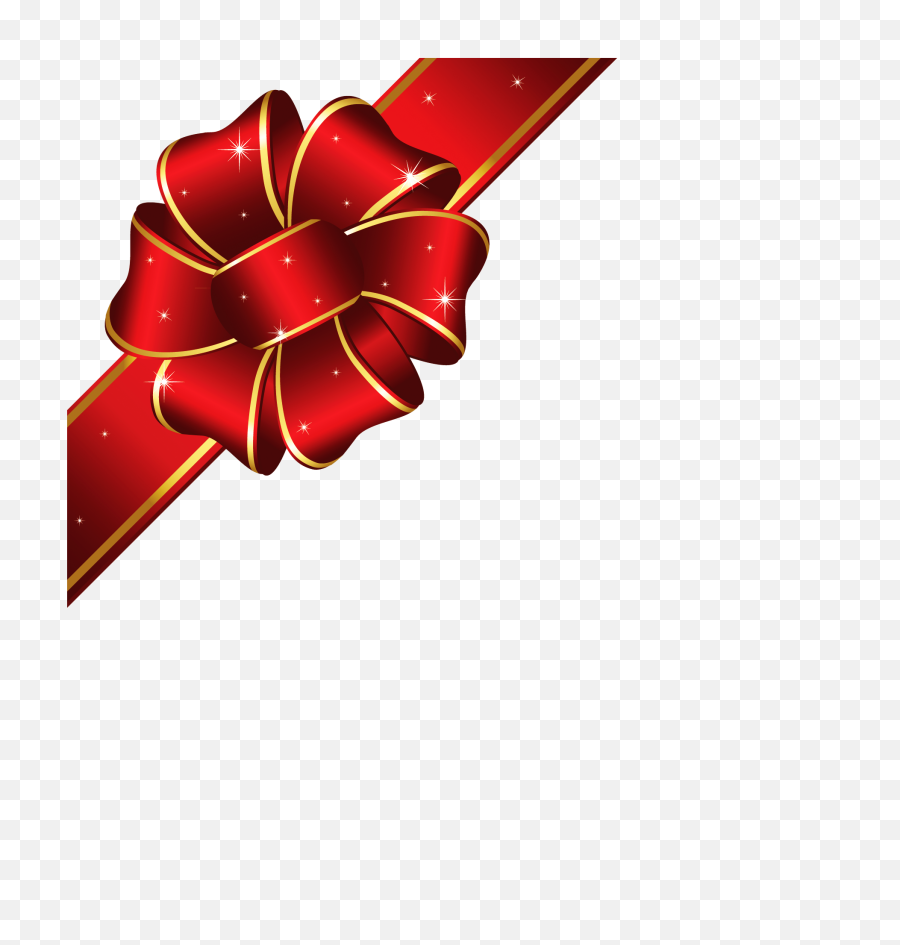 Download Hd Gift Red Ribbon Png Image - Corner Christmas Ribbon Png,Gift Bow Png