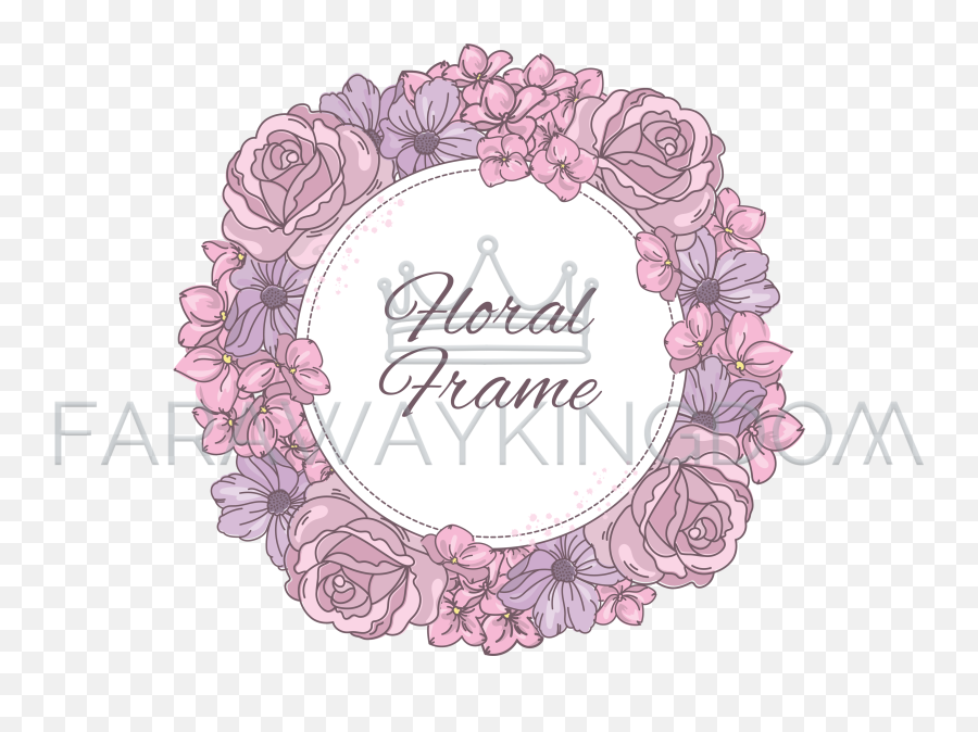 Floral Frame Wedding Cartoon Wreath Vector Illustration Set - Design Png,Transparent Floral Frame