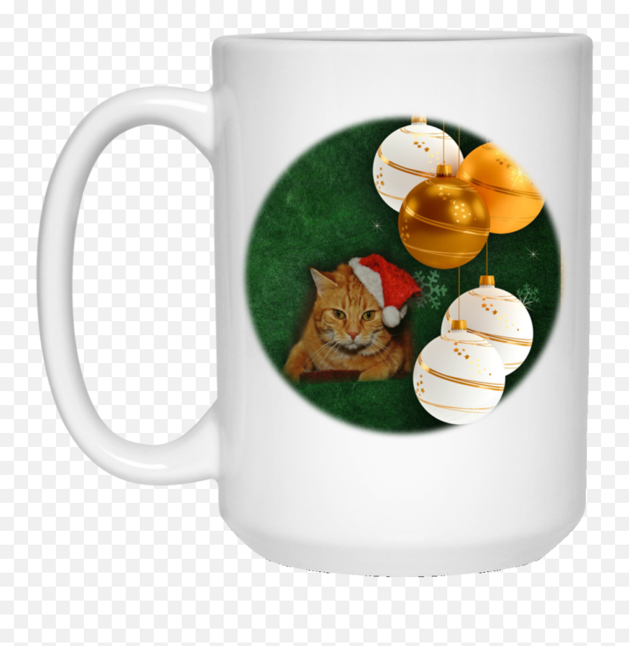 Christmas Gift Orange Tabby Cat In Santa Hat Coffee Mug 11 Oz White Ceramic Cup Png